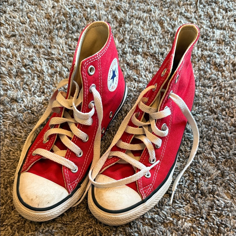 Converse Red High-Tops with White Accents